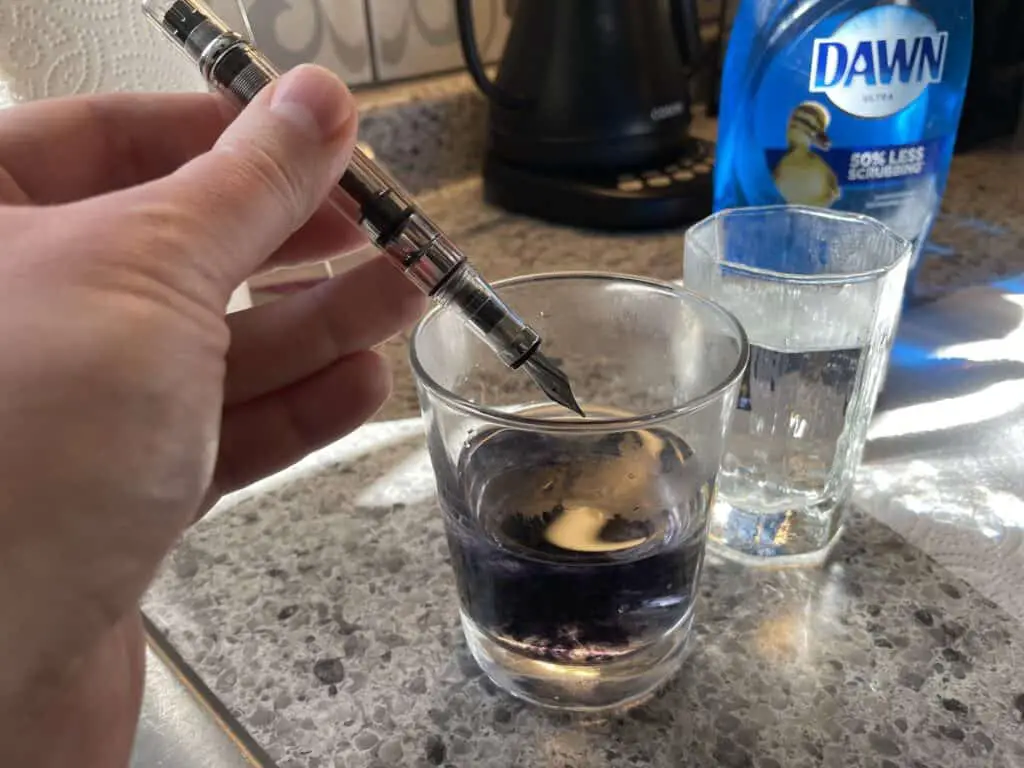 flushing pen with warm water